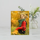 ハッピーサンクスギビング縦型フォトシック金ゴールド 箔シーズンポストカード (立ち正面)