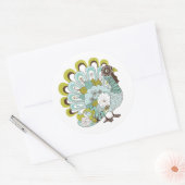 ハッピーサンクスギビング美しい七面鳥カード2 ラウンドシール (封筒)