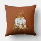 ハッピーサンクスギビング茶色の秋のフローラ クッション (裏面)