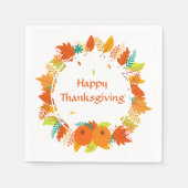 ハッピーサンクスギビング葉カボチャ秋秋 スタンダードカクテルナプキン (正面)