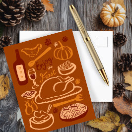 ハッピーサンクスギビング豊かな祝祭日 ポストカード