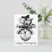 ハッピーサンクスギビング豚とトルコ シーズンポストカード (スタンド正面)