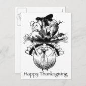 ハッピーサンクスギビング豚とトルコ シーズンポストカード (正面/裏面)