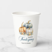 ハッピーサンクスギビング金ゴールドオレンジブルーパンプキンス 紙コップ (裏面)