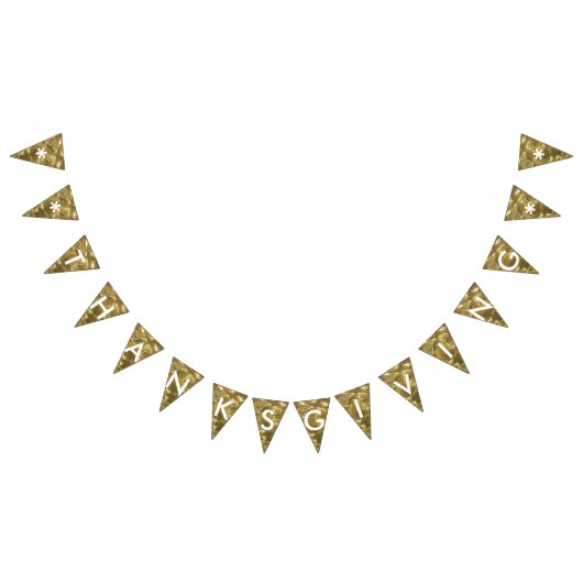 ハッピーサンクスギビング金ゴールドホワイトシャイニーグリッターパーティー バンティングフラッグ (全)