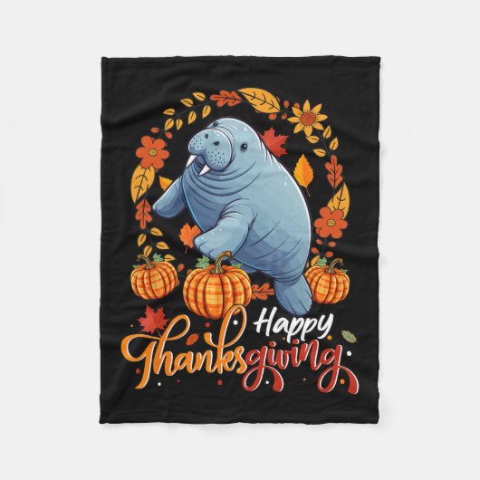 ハッピーサンクスギビング離れマナーPumpkins Flor フリースブランケット (正面)