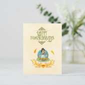 ハッピーサンクスギビング食べターキーのパンプキンパイ シーズンポストカード (スタンド正面)