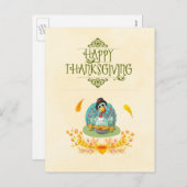 ハッピーサンクスギビング食べターキーのパンプキンパイ シーズンポストカード (正面/裏面)