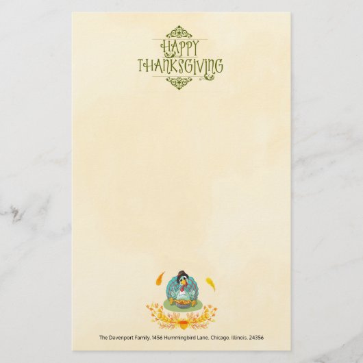 ハッピーサンクスギビング食べターキーのパンプキンパイ 便箋 (正面)