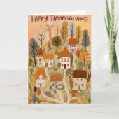 ハッピーサンクスギビング魅力的オータムビレッジ秋 カード (正面)