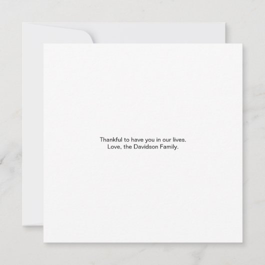 ハッピーサンクスギビング黒エレガントカスタム文字 カード (裏面)