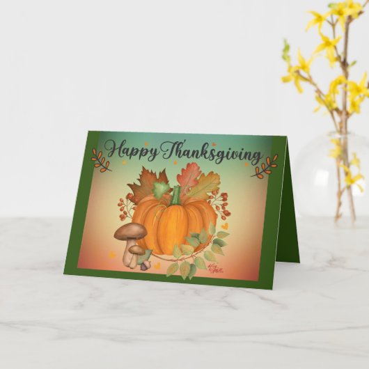 ハッピーサンクスギビング、カボチャのグリーティングカード カード (黄色い花)
