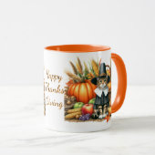 ハッピーサンクスギビング・ピルグリムキャット マグカップ (正面右)