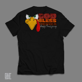 ハッピーサンクスギビング ホリデー ターキー ゴッド ブレス アメリカ Tシャツ