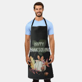 ハッピーサンクスギビング – 抽象芸術秋パンプキ葉ン エプロン (着用した状態)