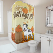 ハッピーサンクスギビング（犬）スタッフォードブルテリア シャワーカーテン (インサイチュ)