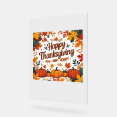 ハッピーサンクスギビング – 秋のカボチャ&紅葉 アクリルサイン (傾斜)