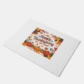 ハッピーサンクスギビング – 秋のカボチャ&紅葉 ドアマット (アングル)