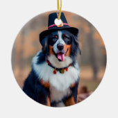 ハッピーサンクスギビングBernese Mountain Dog Pilgrim セラミックオーナメント (正面)