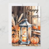 ハッピーサンクスギビングboho pumpkinランタンの水色 シーズンカード (正面)