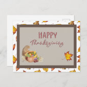 ハッピーサンクスギビングCornucopiaバスケット紅葉 ポストカード (正面/裏面)