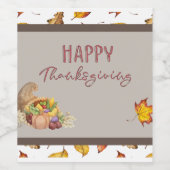 ハッピーサンクスギビングCornucopiaバスケット紅葉 ワインラベル (シングルラベル)