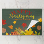 ハッピーサンクスギビングFolids On Wood紙ランチョンマット ペーパーパッド (折り畳み)