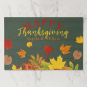 ハッピーサンクスギビングFolids On Wood紙ランチョンマット ペーパーパッド (正面)