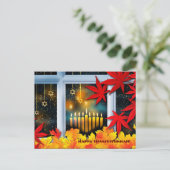 ハッピーサンクスギブッカ。ハヌカーと感謝祭 シーズンポストカード (スタンド正面)