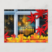 ハッピーサンクスギブッカ。ハヌカーと感謝祭 シーズンポストカード (正面)
