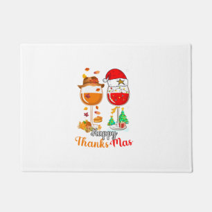 ハッピーサンクスマスワインサンクスギビングクリスマスロングS ドアマット