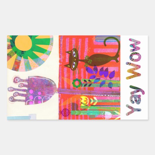 ハッピーサンシャインキャットフラワーガーデン 長方形シール (正面)