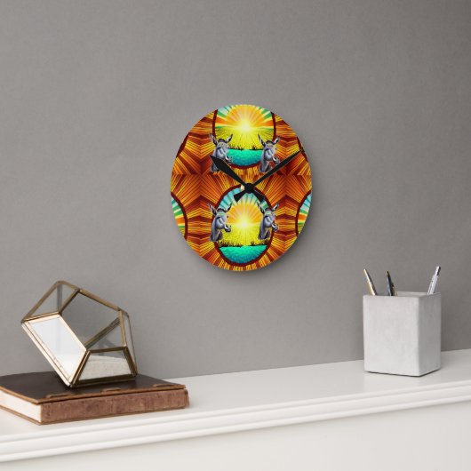 ハッピーサンシャインロバ ラウンド壁時計 (オフィス)