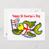 ハッピーサンジョルジュデイおもしろいマンガ英語フラッグフィッシュ ポストカード (正面/裏面)