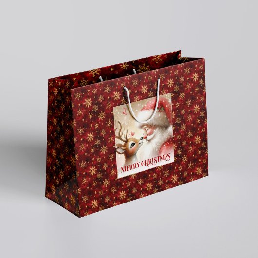 ハッピーサンタとルドルフのクリスマス カートゥーン ギフトバッグ