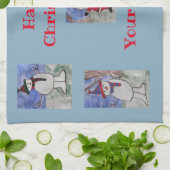 ハッピーサンタと雪だるまティータオル キッチンタオル (折り畳み)