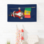 ハッピーサンタクロースとロサンゼルス国旗 横断幕 (インサイチュ)