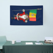 ハッピーサンタクロースとロサンゼルス国旗 横断幕 (トレードショー)