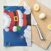 ハッピーサンタクロースと雪だるま キッチンタオル (四つ折り)