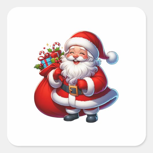 ハッピーサンタクロースのクリスマス スクエアシール (正面)