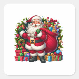 ハッピーサンタクロースのクリスマス スクエアシール