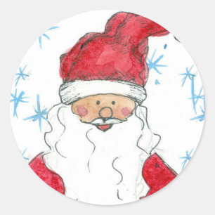 ハッピーサンタクロースクリスマスホリデースノーフレーク ラウンドシール