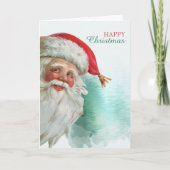 ハッピーサンタクロースポートレートクリスマス カード (正面)