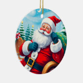ハッピーサンタクロースリラックスズインフェスティバルそり セラミックオーナメント (右)