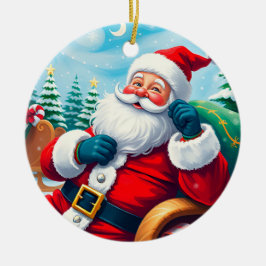 ハッピーサンタクロースリラックスズインフェスティバルそり セラミックオーナメント