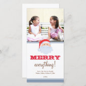 ハッピーサンタクロース赤い青のカスタムクリスマス シーズンカード (正面/裏面)