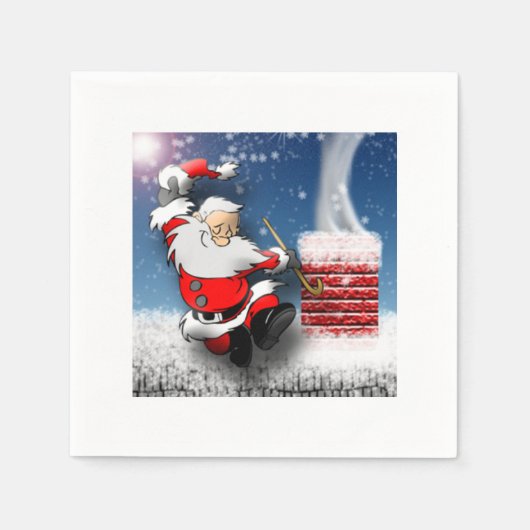 ハッピーサンタクロース踊りクリスマスイブルーフトップ スタンダードカクテルナプキン (正面)