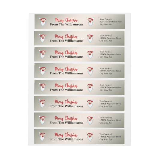 ハッピーサンタスオンクリスマスシルバー差出人住所 ラップアラウンドラベル (シート)