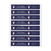 ハッピーサンタスオンクリスマスブルー差出人住所 ラップアラウンドラベル (シート)