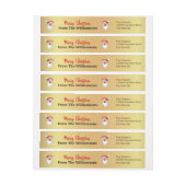 ハッピーサンタスオンクリスマス金ゴールド差出人住所 ラップアラウンドラベル (シート)